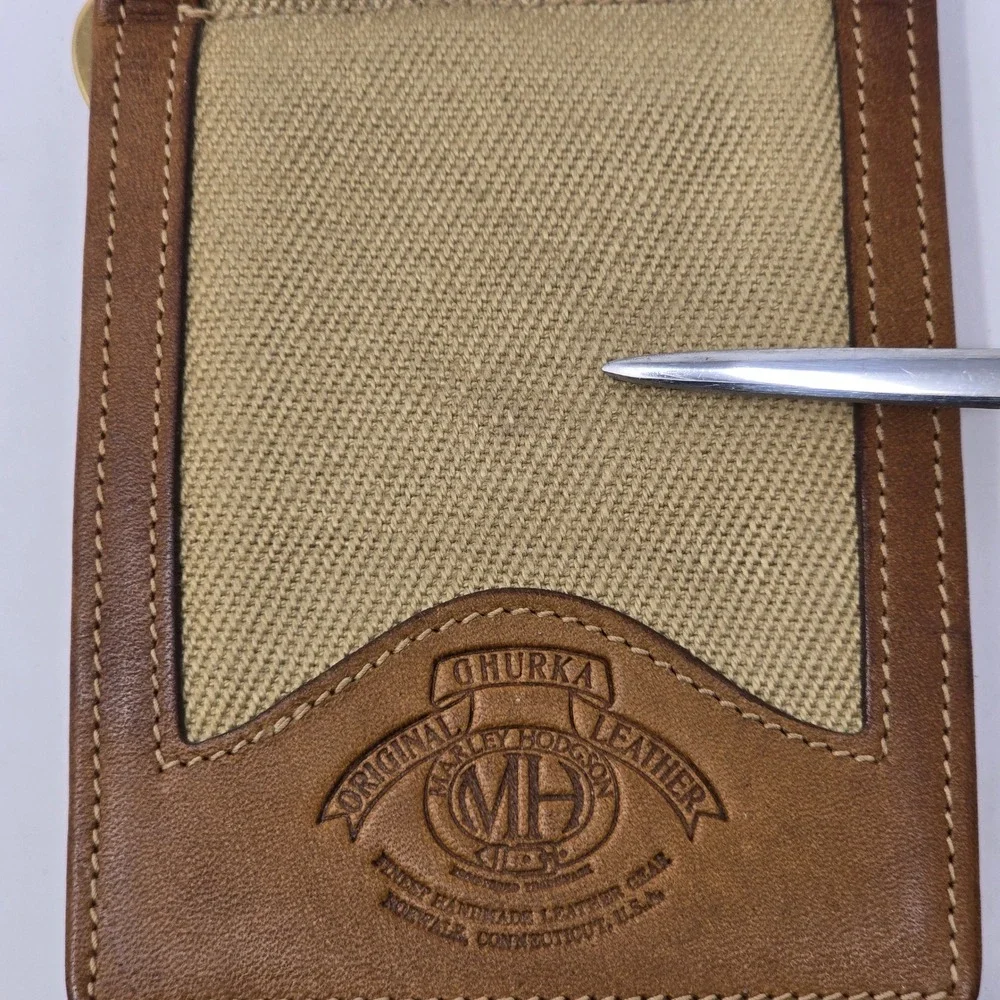 Ghurka Marley Hodgson No 101 Leather Twill Money Clip Wallet Brown Khaki USA